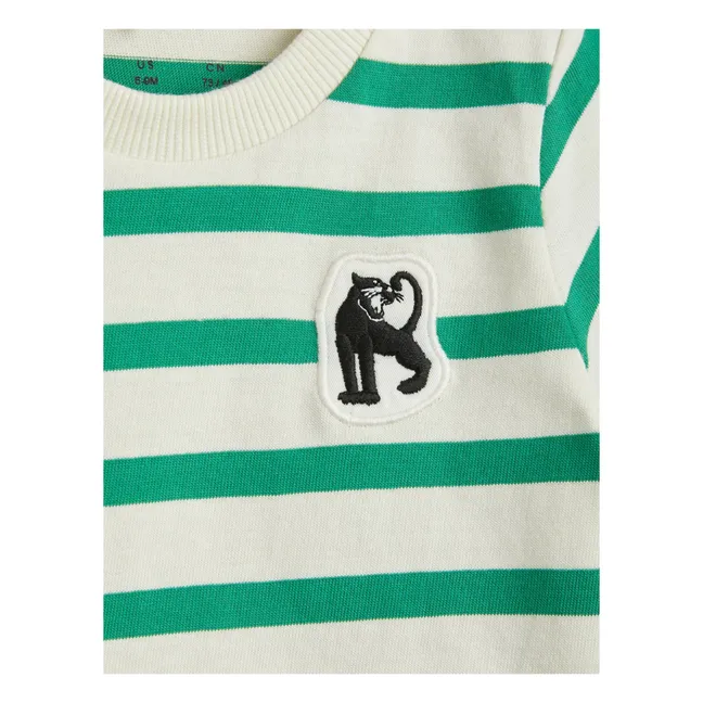Organic Cotton Panther Striped Bodysuit | Ecru