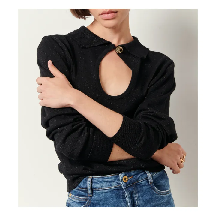 Pullover Greta | glänzendes Schwarz- Produktbild Nr. 2