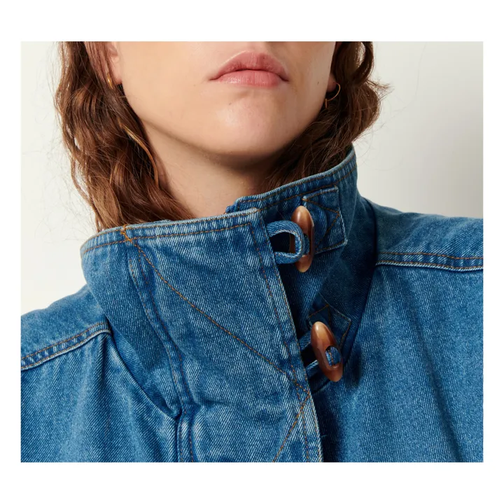 DEEP V JACKET IN VINTAGE BLUE DENIM
