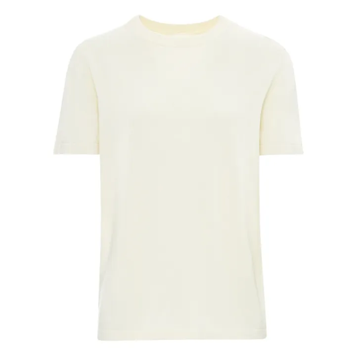 Organic Cotton Fine Knit Short Sleeve T-Shirt - Women's Collection | Ecru- Product image n°0