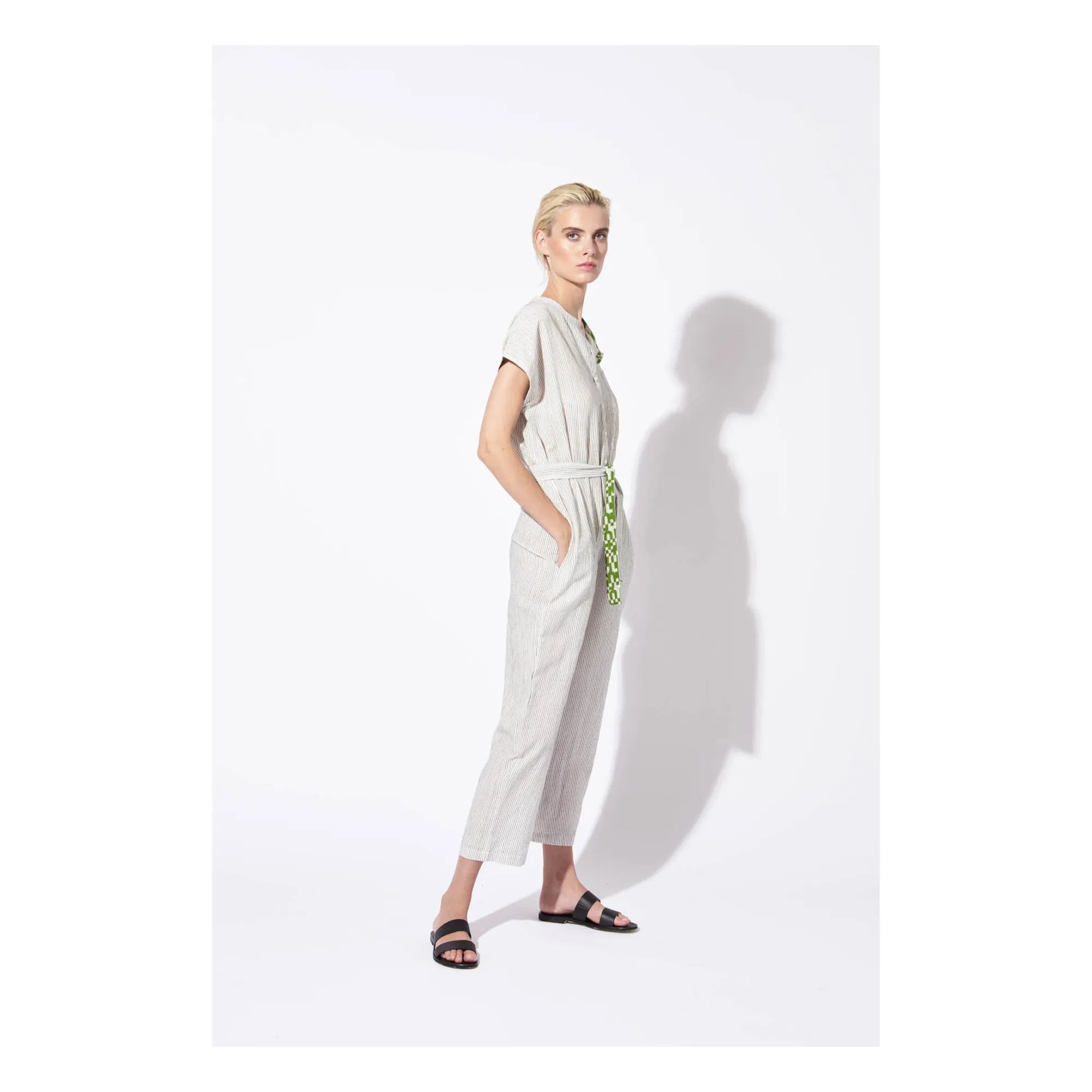 Mapoésie Light Blue Messina Stitched Stripe Jumpsuit