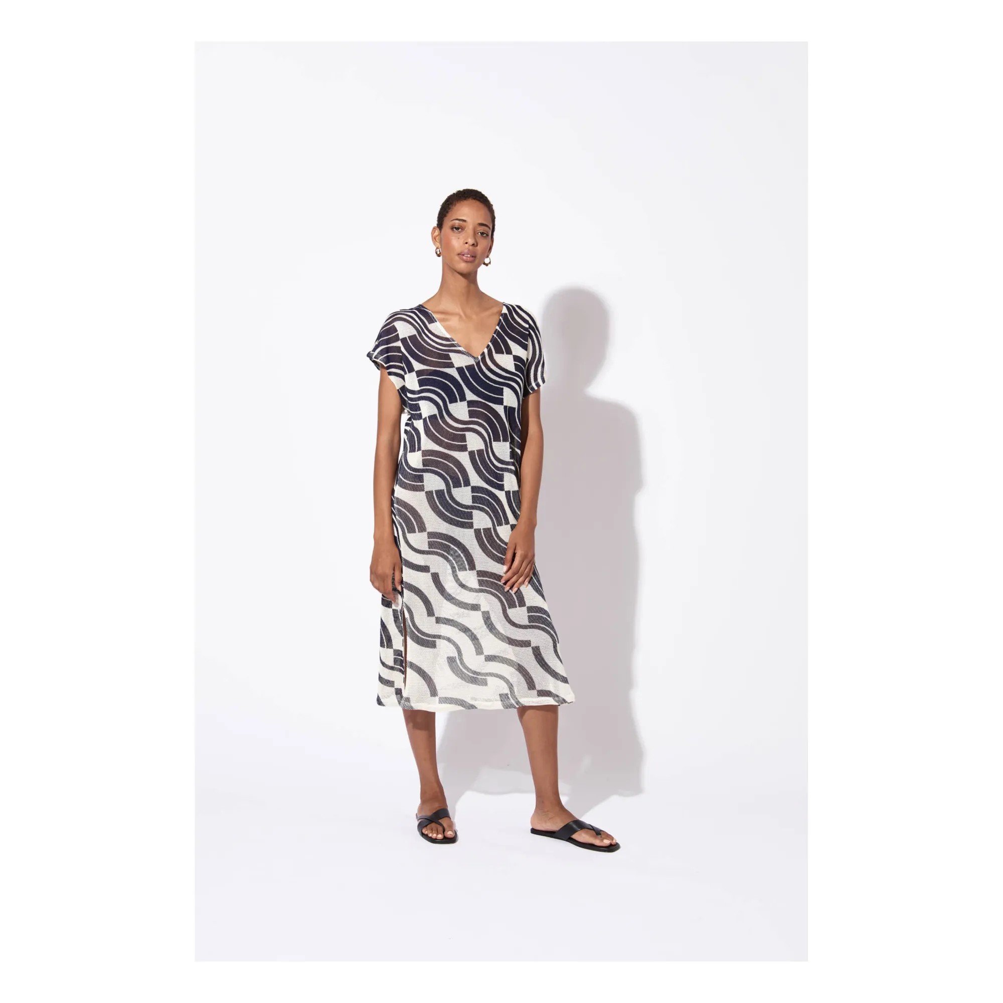 Mapoésie Navy Blue Franca Module Dress Cotton Mesh