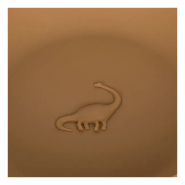 Silikonteller und -Becher Dino | Almond