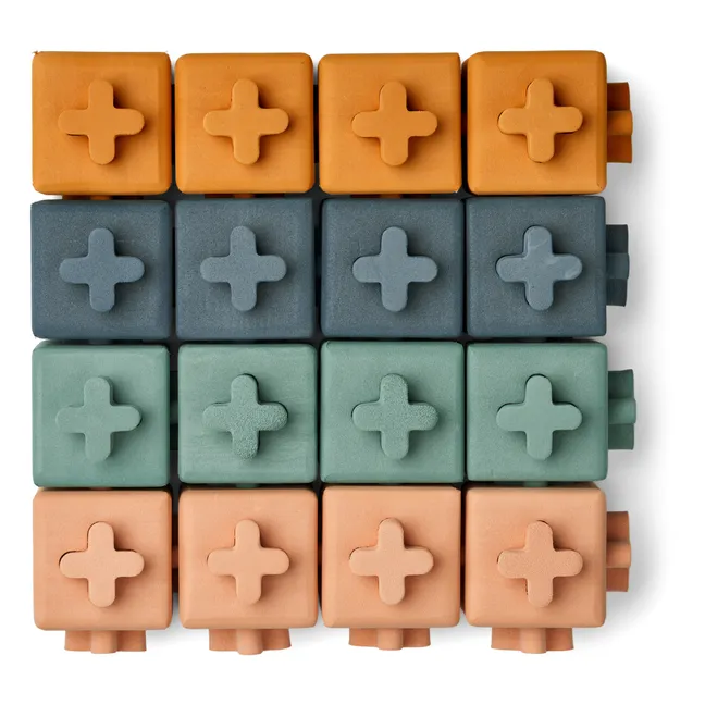 Mini-Bausteine aus Silikon Pierce - 16er-Set | Grün-grau