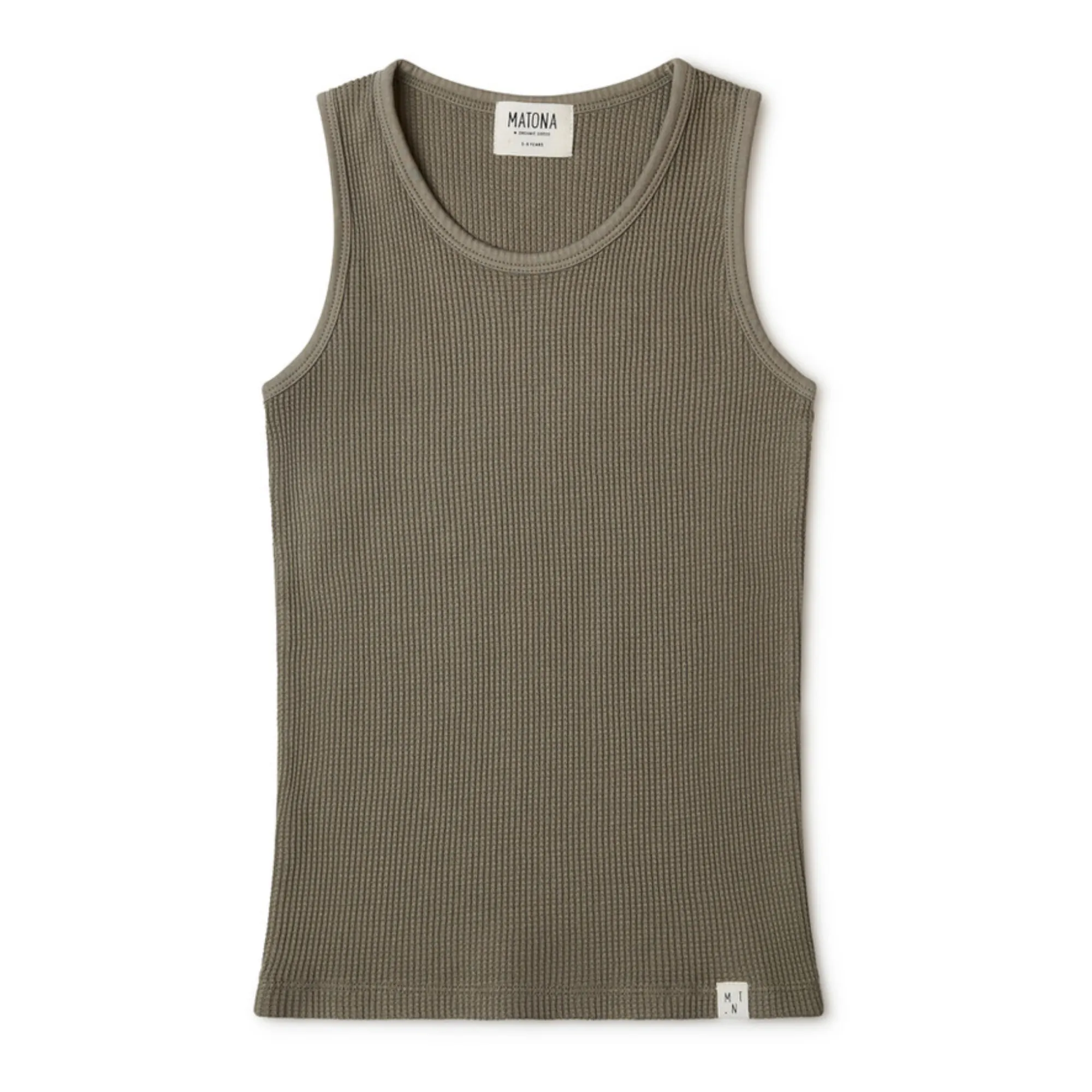 Matona Olive Green Organic Cotton Waffle Tank Top