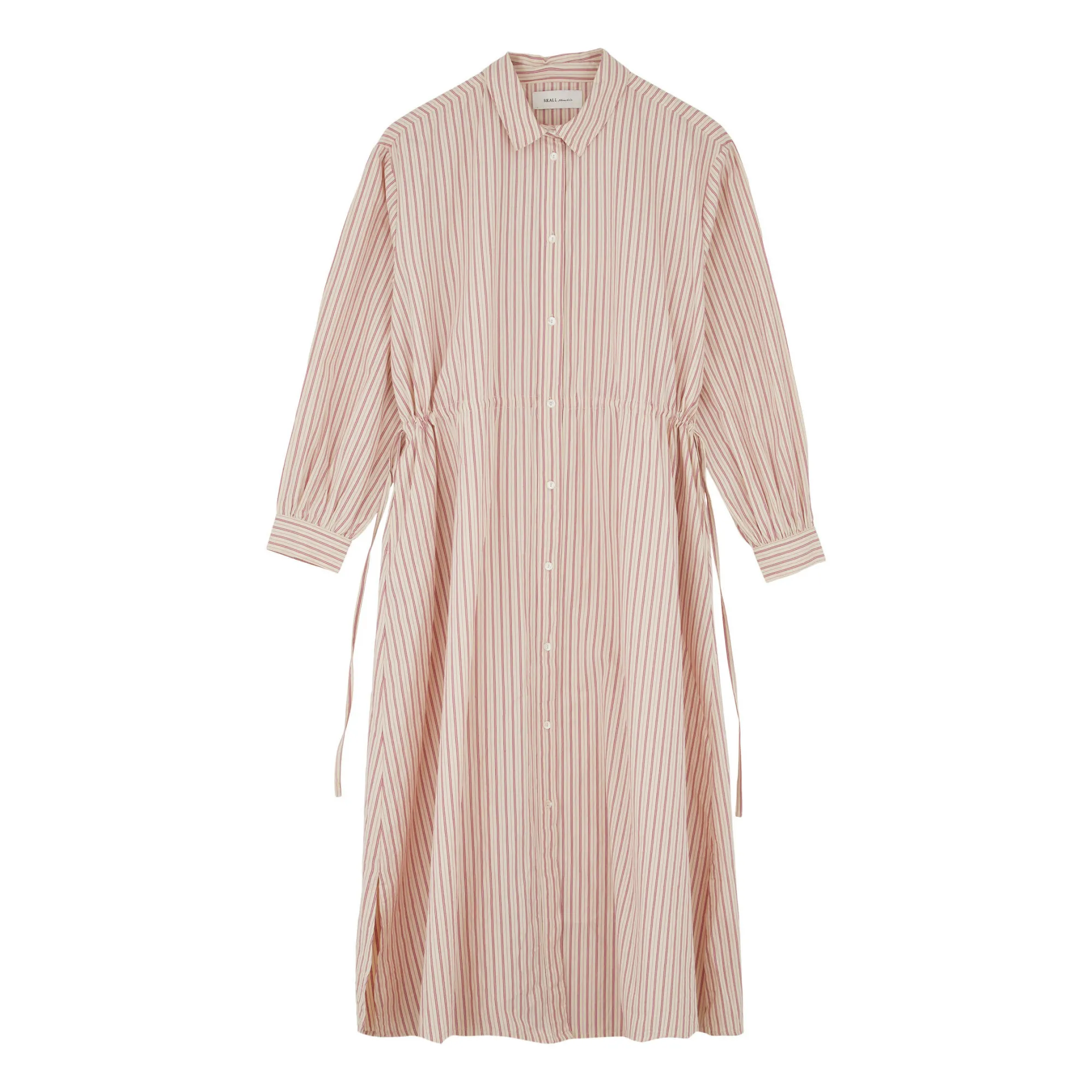 Skall Studio Red Organic Cotton Poplin Mia Striped Shirt Dress