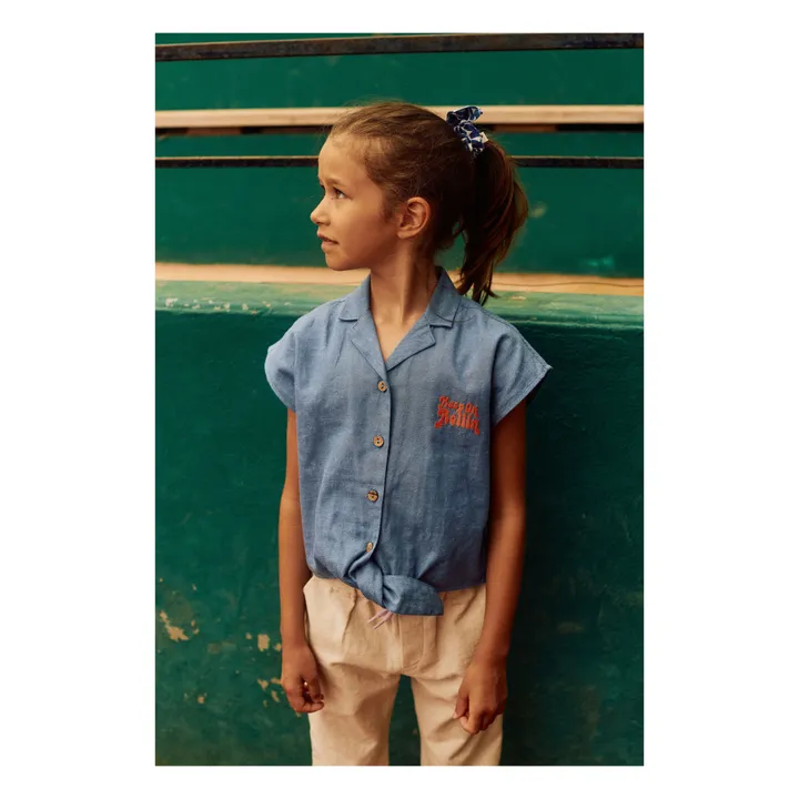 Dolly Organic Cotton Knotted Shirt | Denim blue- Product image n°2