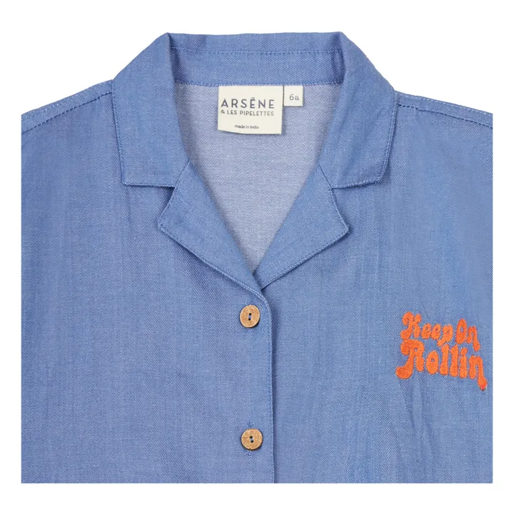 Dolly Organic Cotton Knotted Shirt | Denim blue- Product image n°3