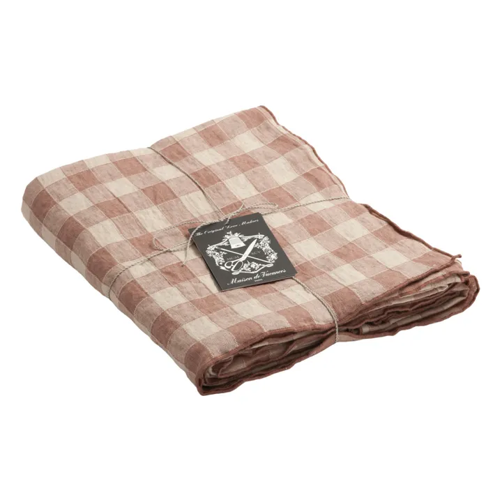 Nappe Bourdon en toile vintage vichy | Vieux Rose- Image produit n°0