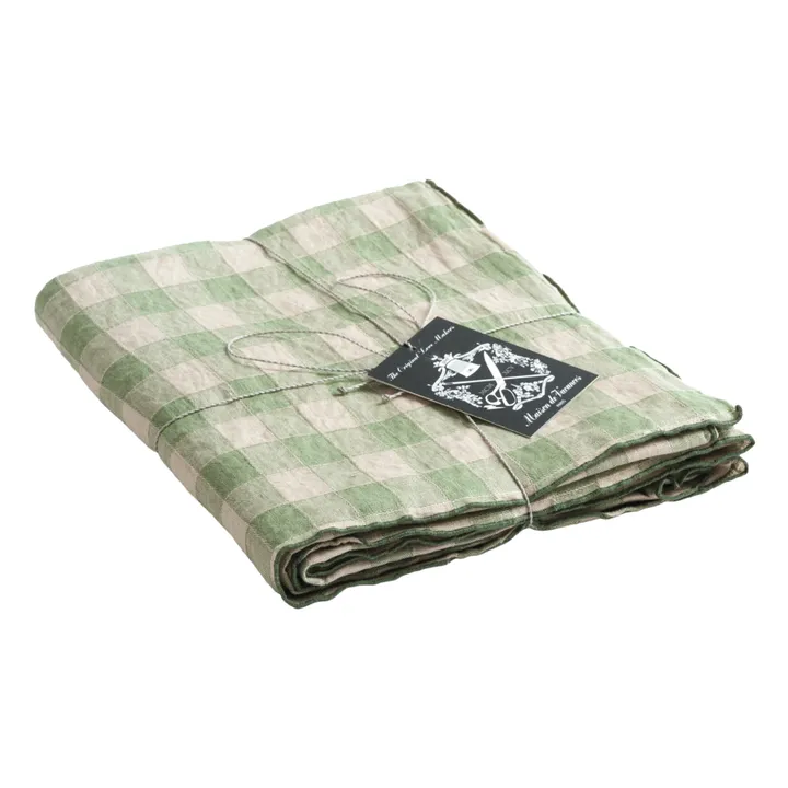 Tischdecke Bourdon aus Vintage-Leinen | Salbei- Produktbild Nr. 0