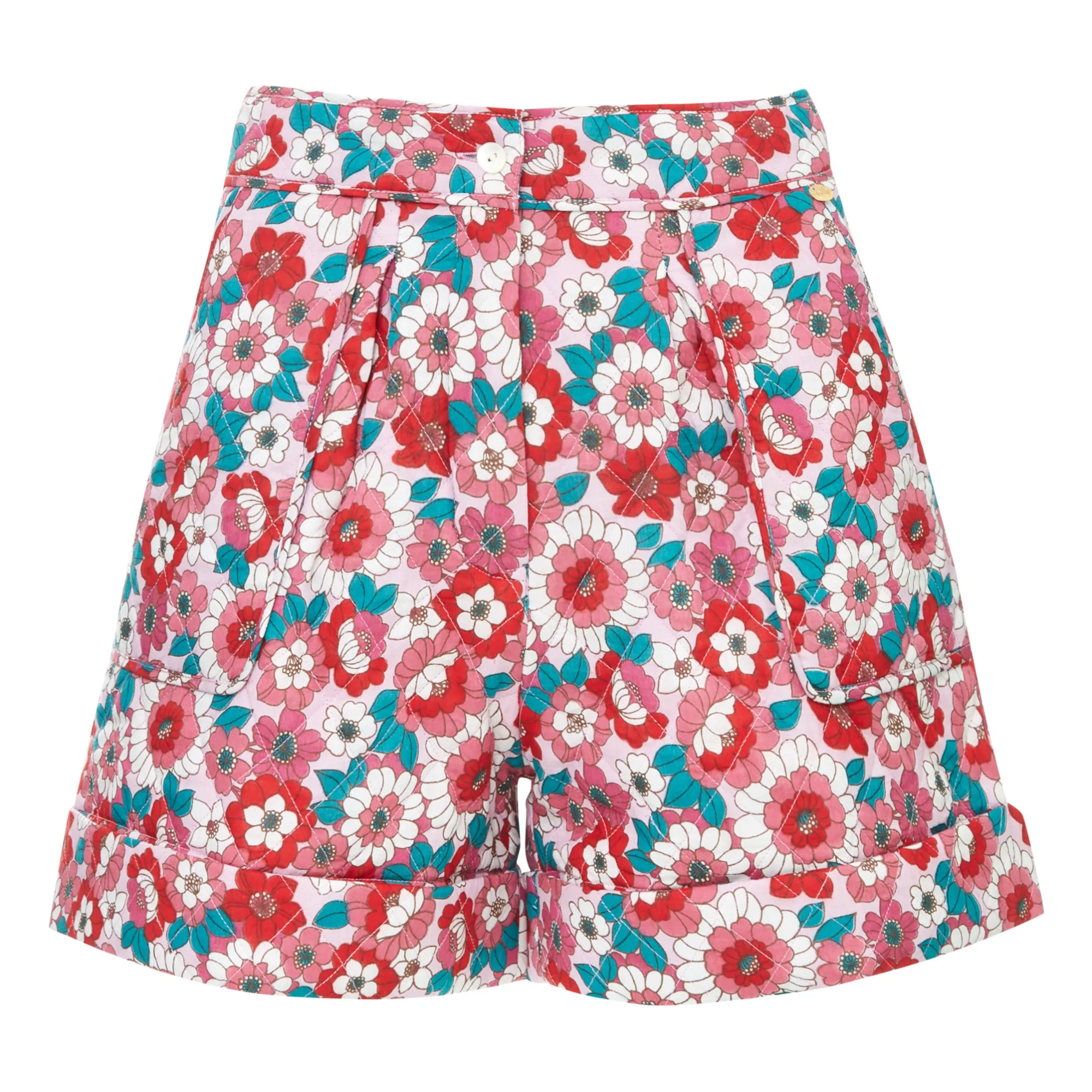 Antik Batik Red Blossom Quilted Shorts