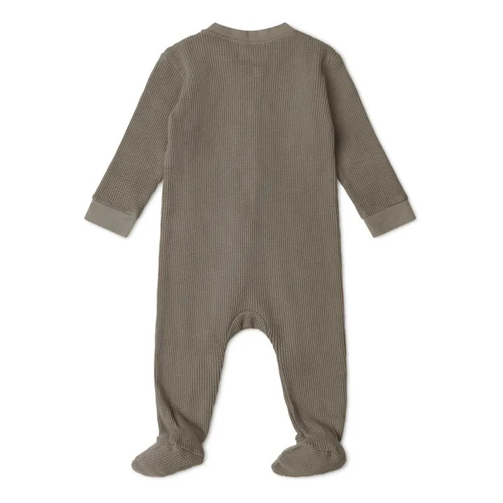Pyjama mit Füßchen strukturiert Bio-Baumwolle | Grün- Produktbild Nr. 1