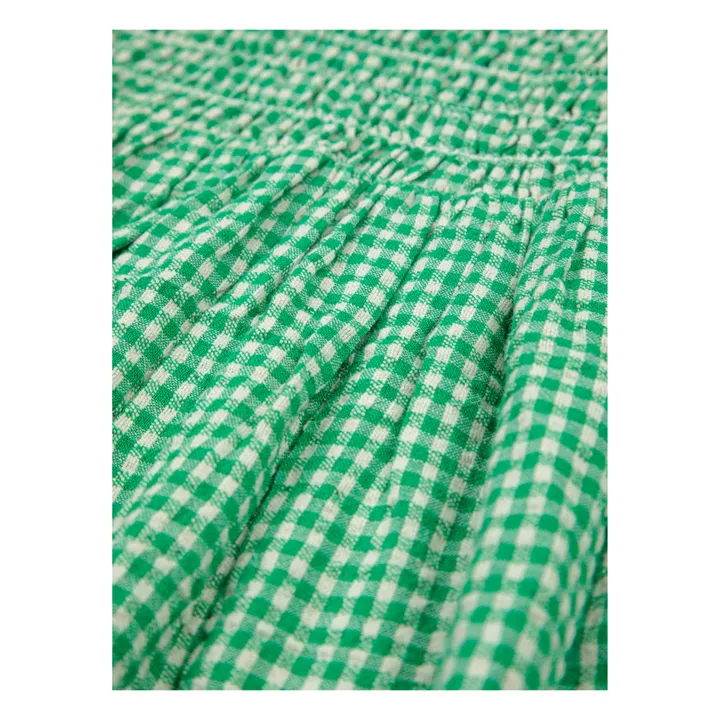 Top con bretelle in cotone e lino Vichy | Verde- Immagine del prodotto n°5