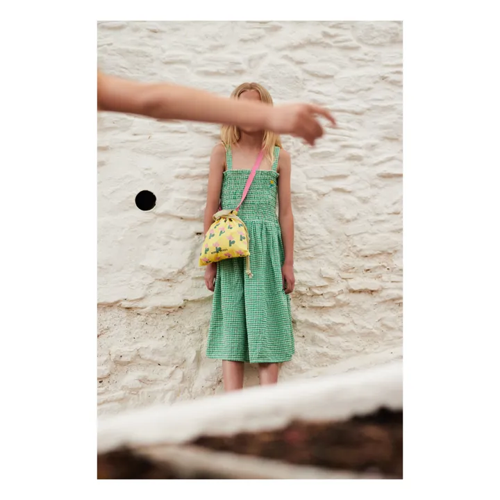 Top con bretelle in cotone e lino Vichy | Verde- Immagine del prodotto n°1