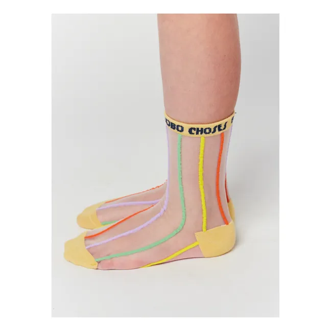 Transparente gestreifte Socken | Gelb