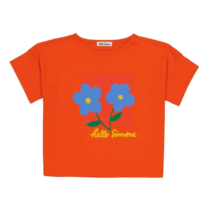 T-Shirt Coton Bio Fleurs | Mandarine- Image produit n°0