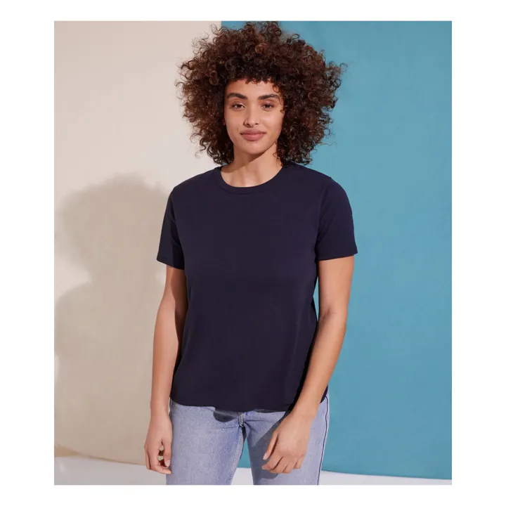 T-Shirt Rundausschnitt Bio-Baumwolle - Damenkollektion  | Navy- Produktbild Nr. 1