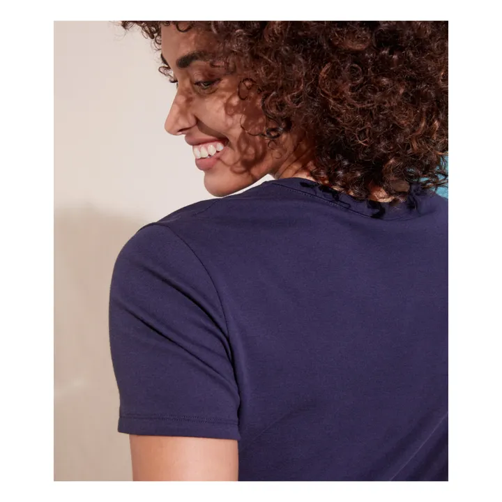 T-Shirt Rundausschnitt Bio-Baumwolle - Damenkollektion  | Navy- Produktbild Nr. 2