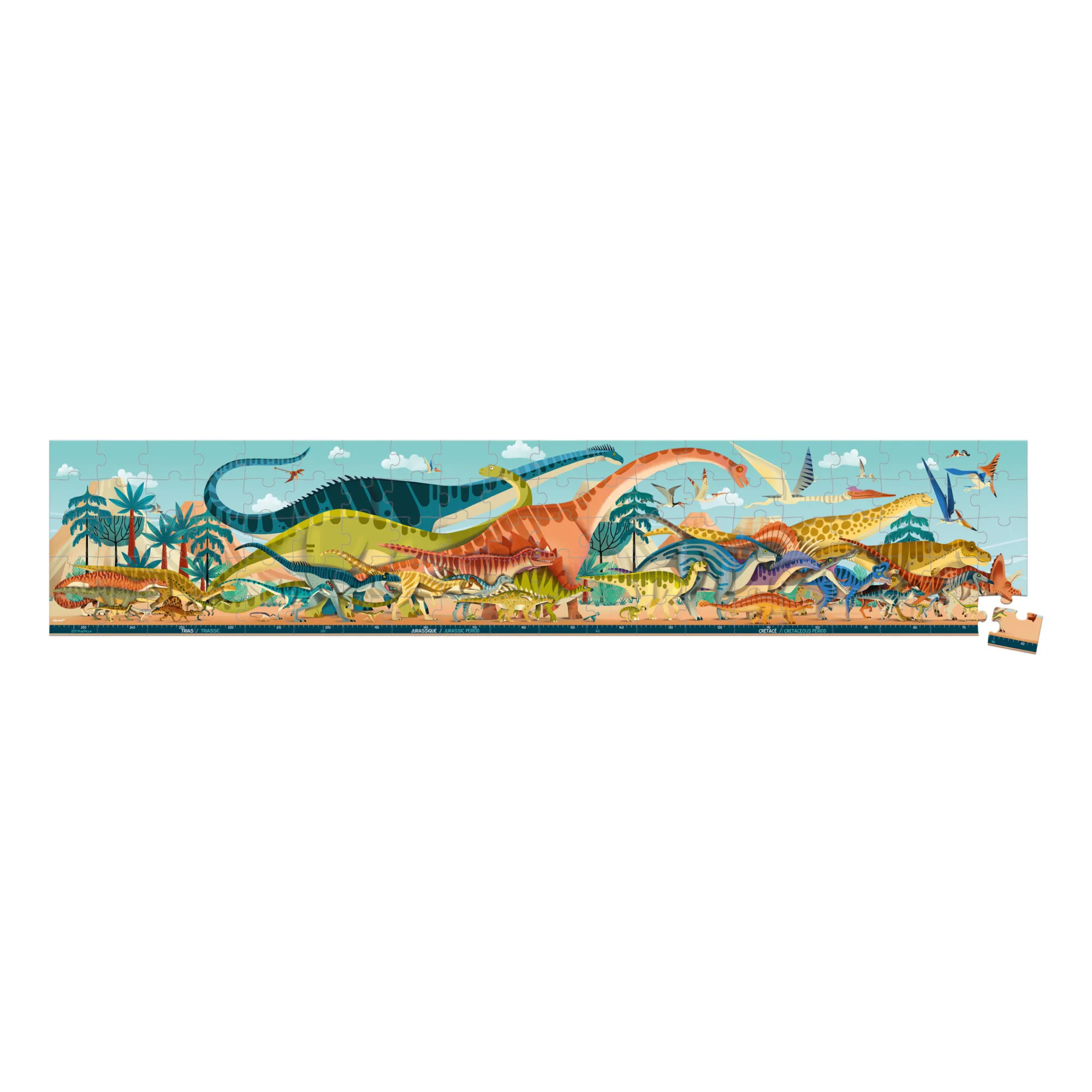 Janod Multicoloured Panoramic Dinosaur Puzzle - 100 Pieces