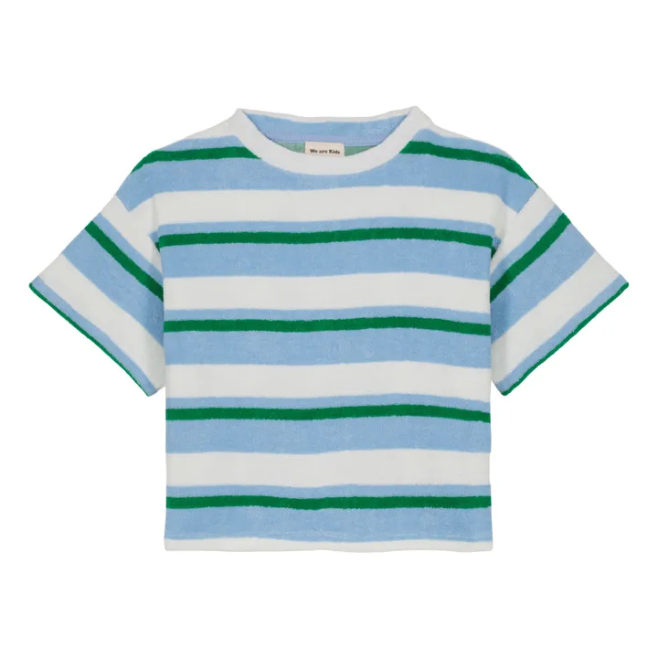 T-Shirt Jordan Gestreift Frottee Bio-Baumwolle | Hellblau- Produktbild Nr. 0