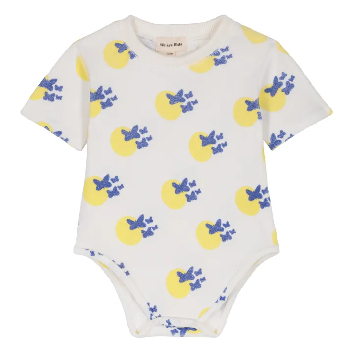 Tom Organic Cotton Butterflies Terry Babygrow | White- Product image n°0