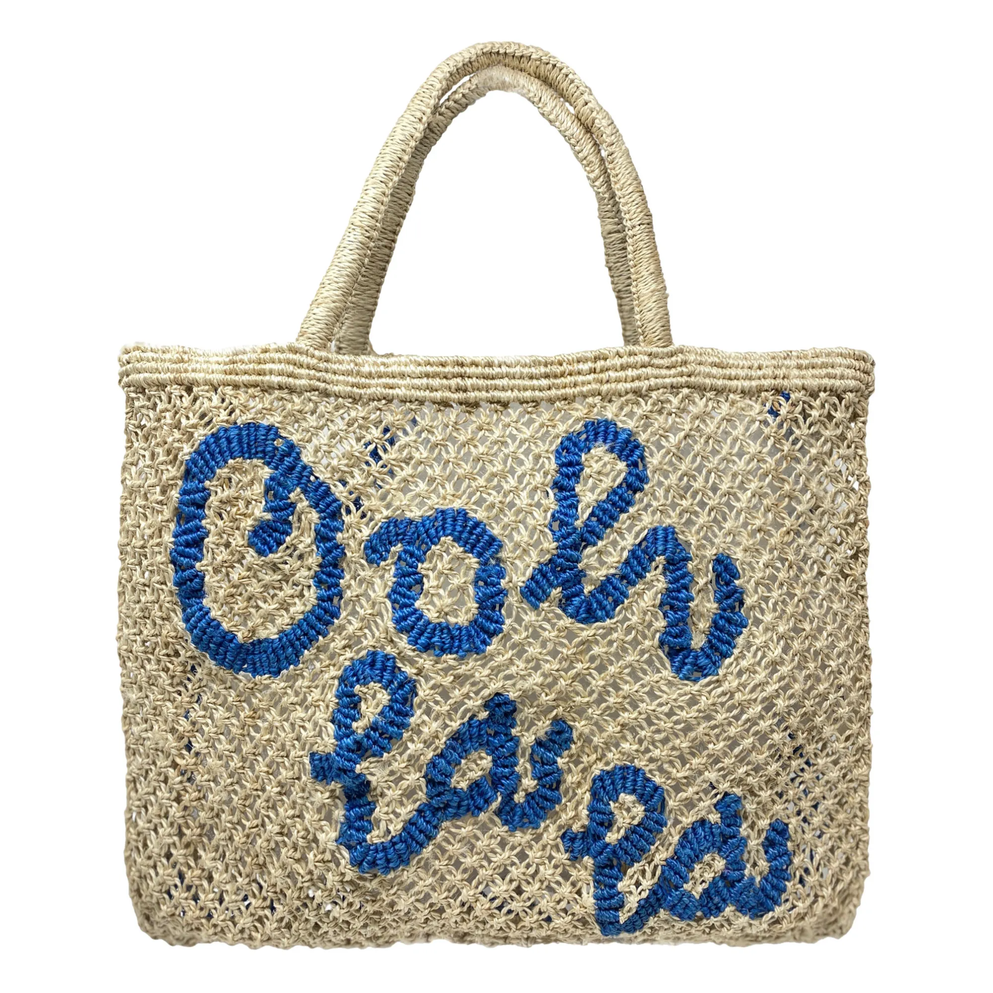 The Jacksons London OOH LA LA Jute Bag Natural & Cobalt