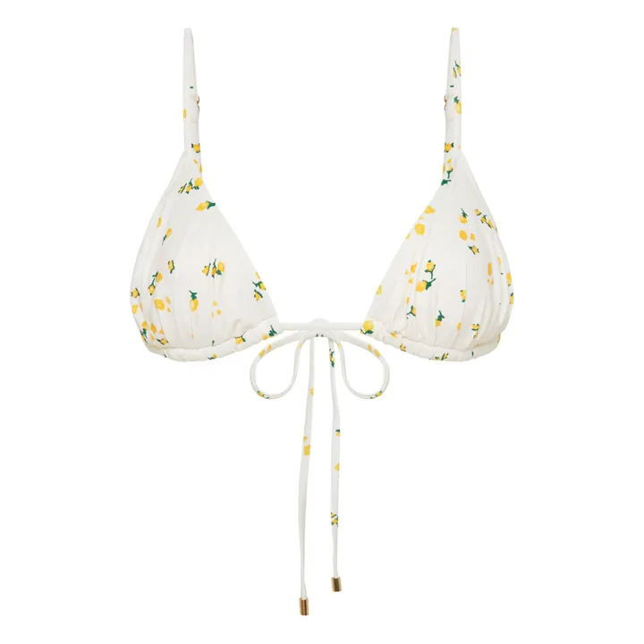 Haut de Maillot Ruched Fleuri | Blanc- Image produit n°0