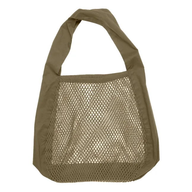 Organic Cotton Net Shoulder Bag | Khaki