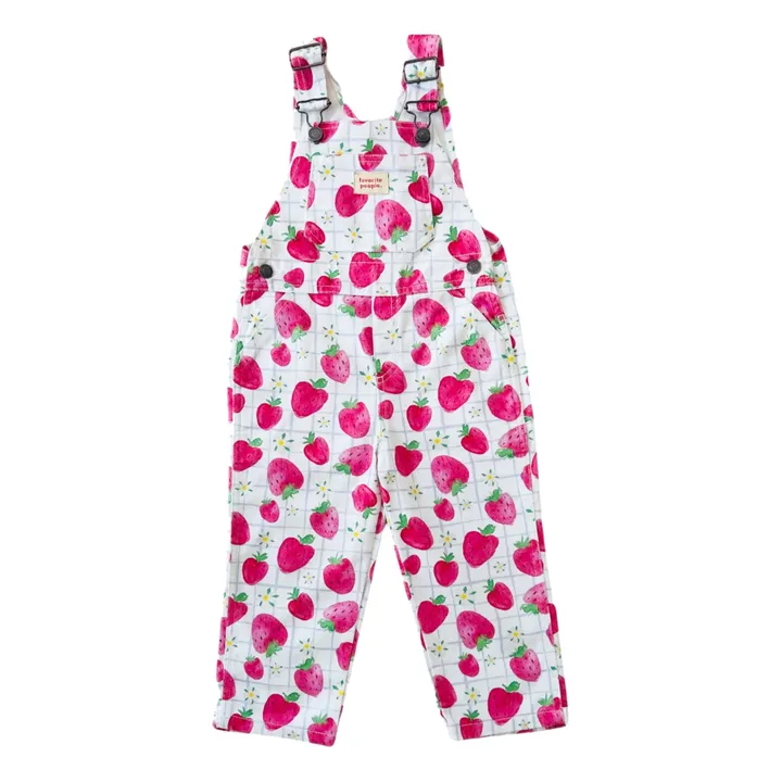 Strawberry Straw Melon Long Overalls | Red- Product image n°0