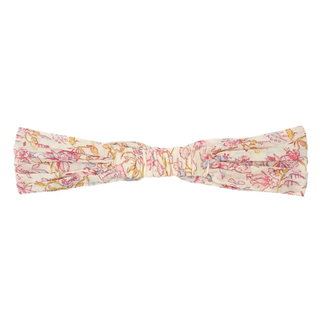 Headband Coton Bio Nœud Fleurs Cally | Ecru