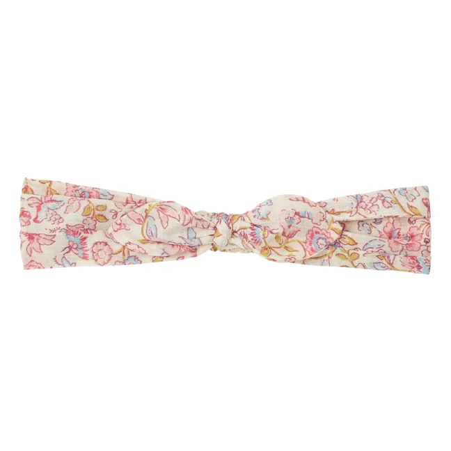 Headband Coton Bio Nœud Fleurs Cally | Ecru