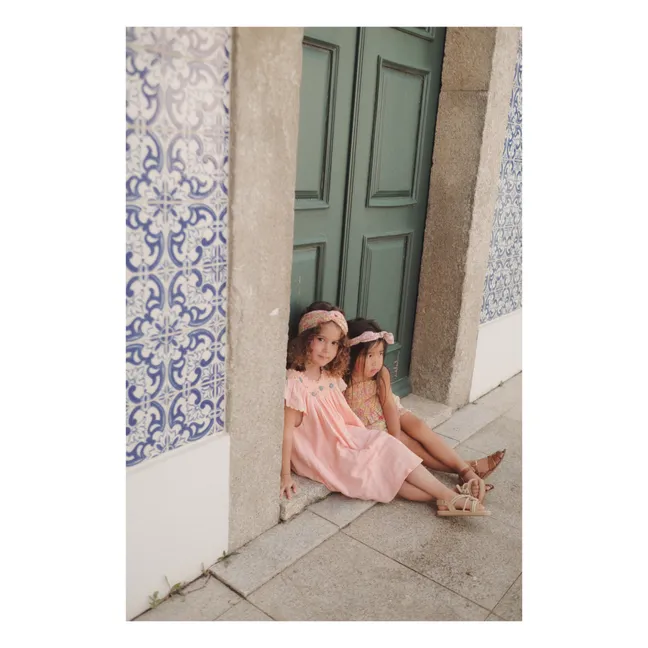 Headband Coton Bio Nœud Fleurs Cally | Ecru