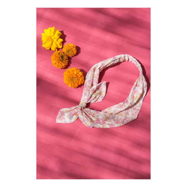 Headband Coton Bio Nœud Fleurs Cally | Ecru