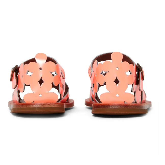 Floral Openwork Sandals | Coral
