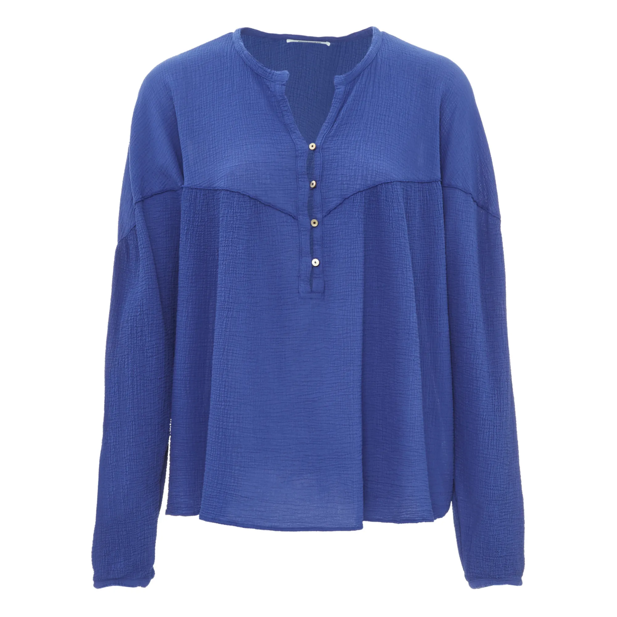 Pomandère Blue Cotton Crepe Blouse