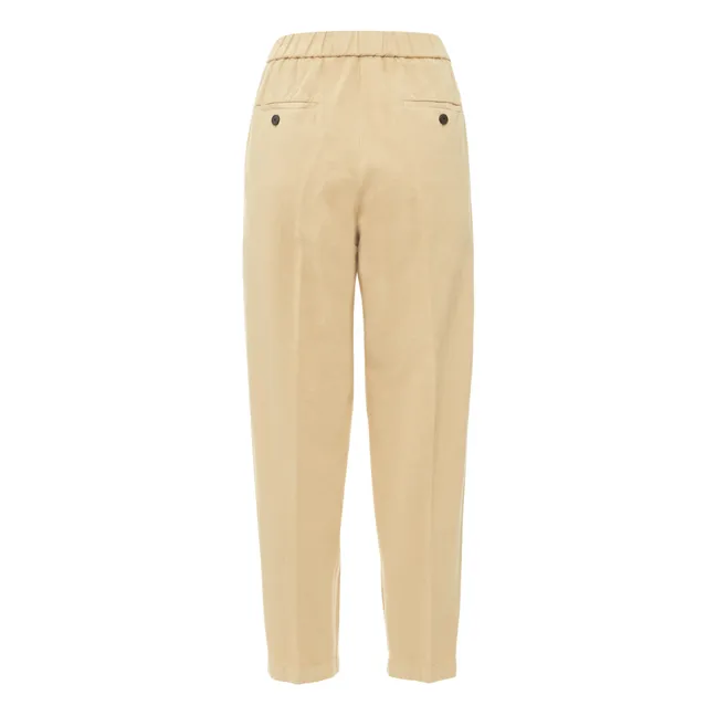 Pantaloni Carotte elasticizzati in cotone e lino | Beige