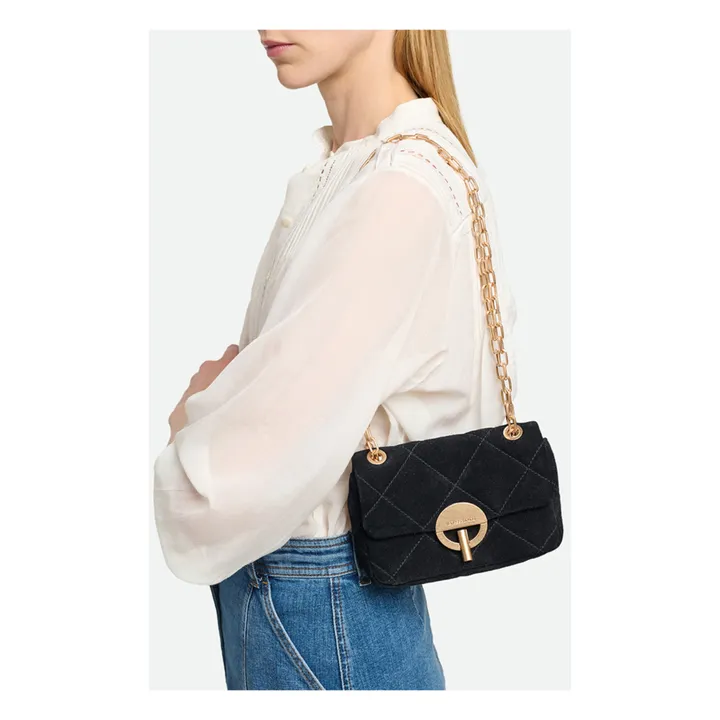 Nano Moon Quilted Suede Bag | Black- Product image n°1