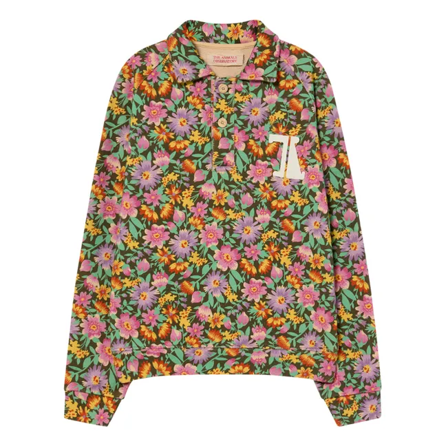 Sweatshirt mit Knöpfen Blumen Seepferd | Rosa