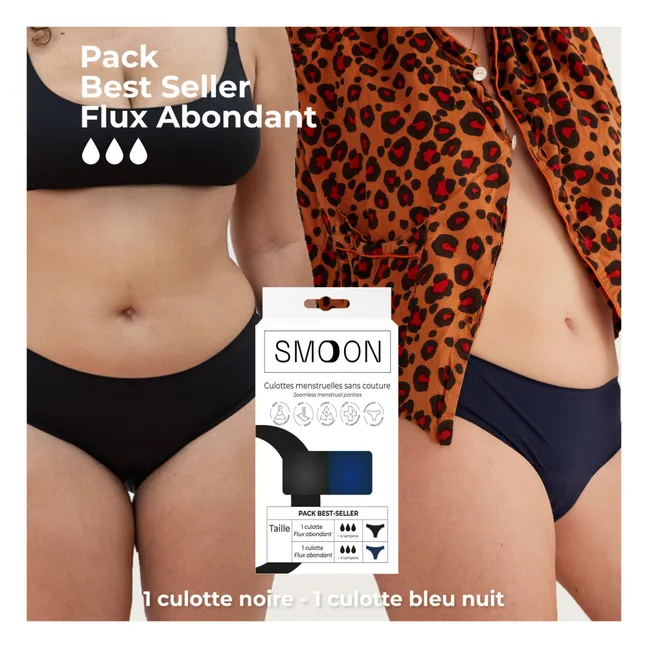 Pack Best Seller - 2 Culottes Menstruelles - Flux Abondant | Bleu marine - Noir