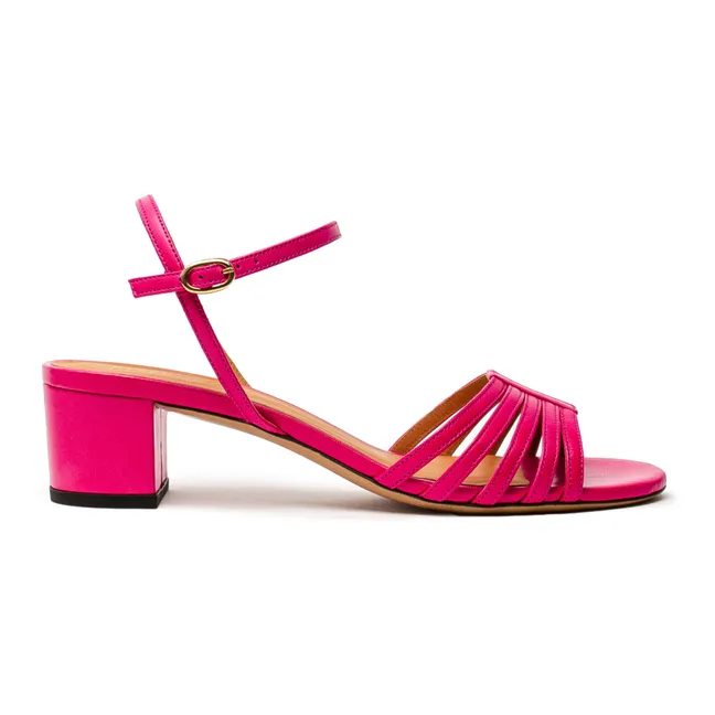 Sandalias de piel con tacón N°779 | Rosa Fushia