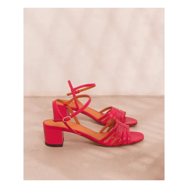 Sandalias de piel con tacón N°779 | Rosa Fushia