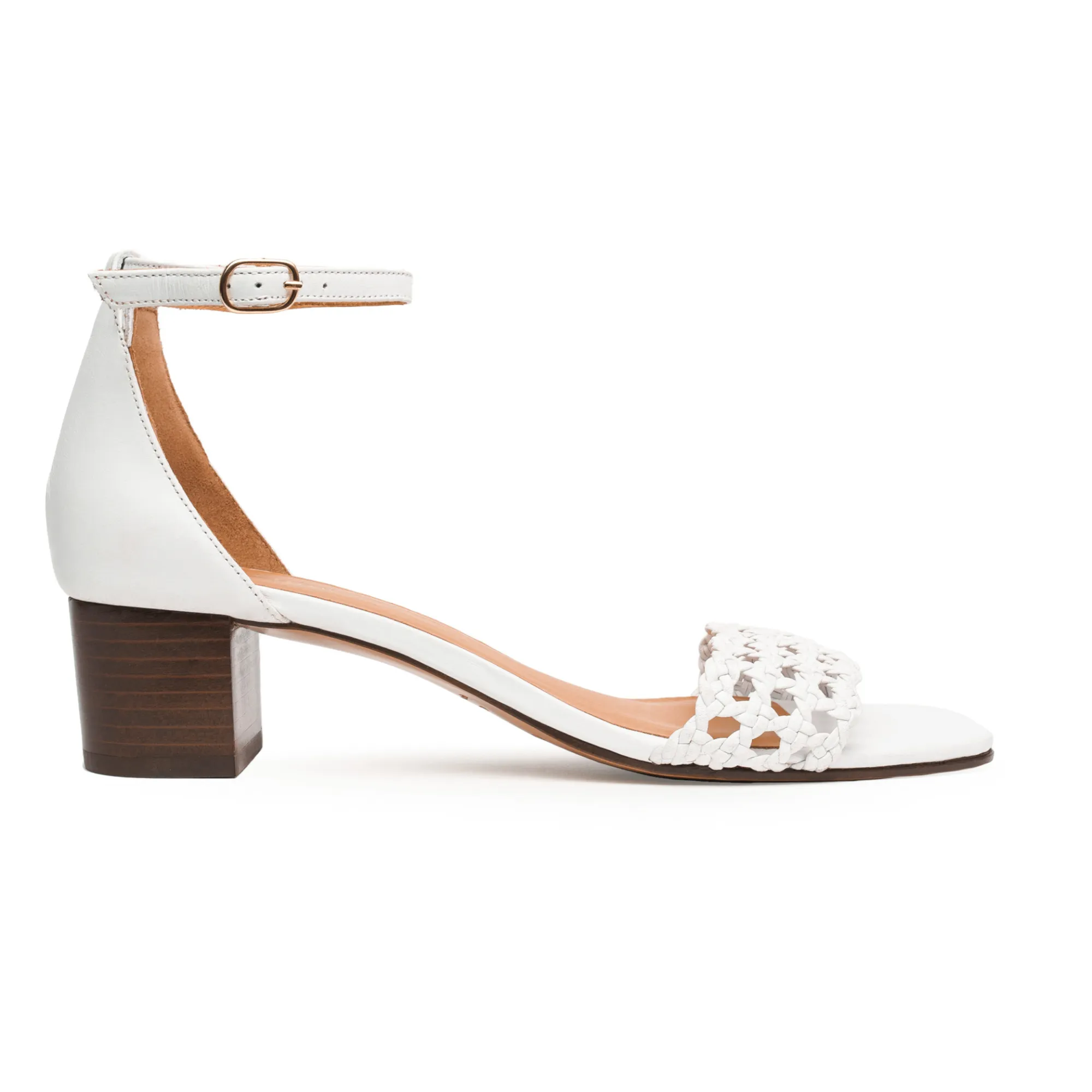 Rivecour White Leather N°890 Heeled Sandals