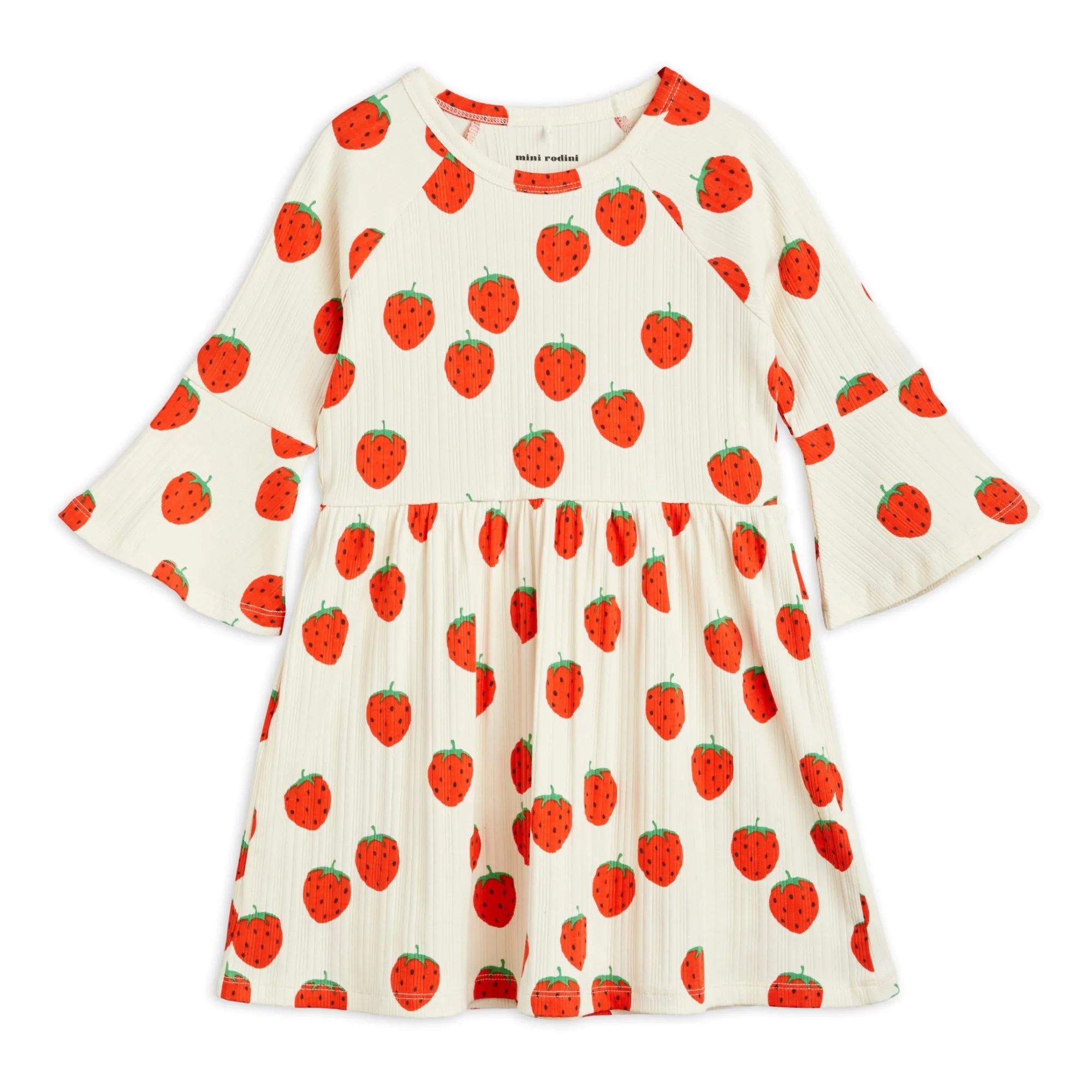 Mini Rodini - Organic Cotton Strawberry Dress - Ecru | Smallable