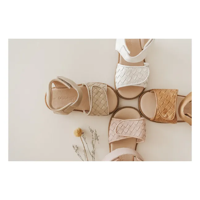 Woven Leather Sandals | Ecru