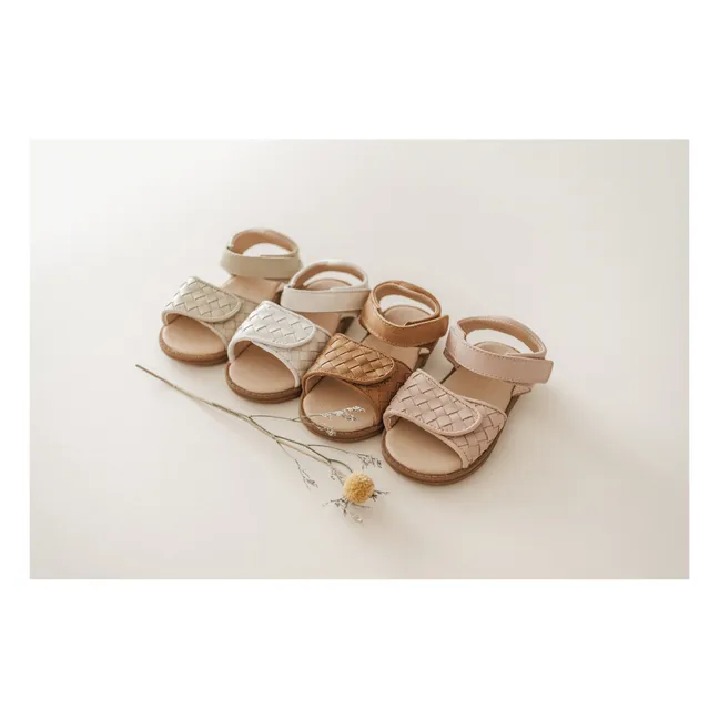 Woven Leather Sandals | Pale pink