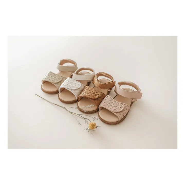 Woven Leather Sandals | Pale pink- Product image n°1