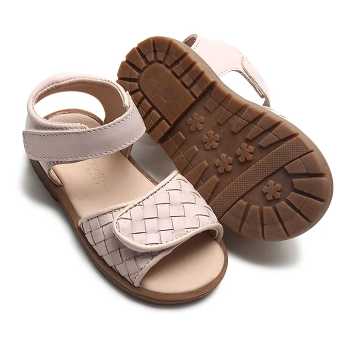 Woven Leather Sandals | Pale pink- Product image n°2
