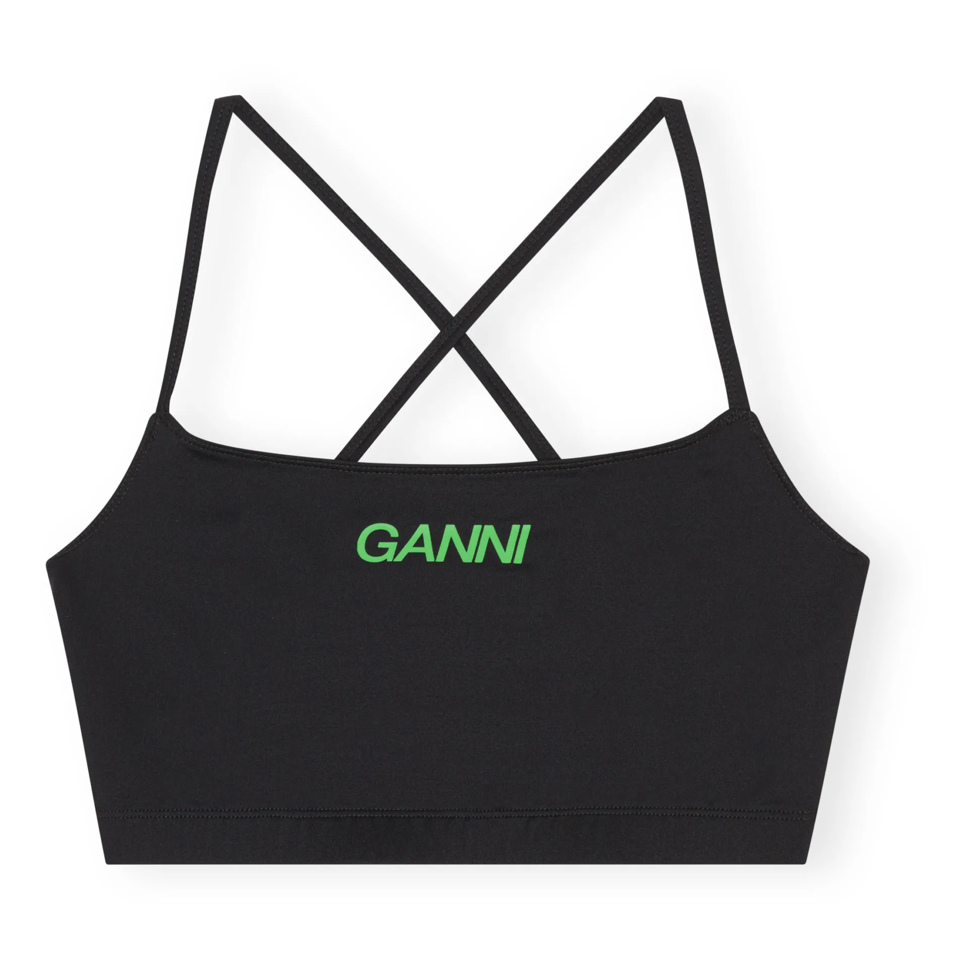 Ganni Black Recycled Material Active Sports Bra