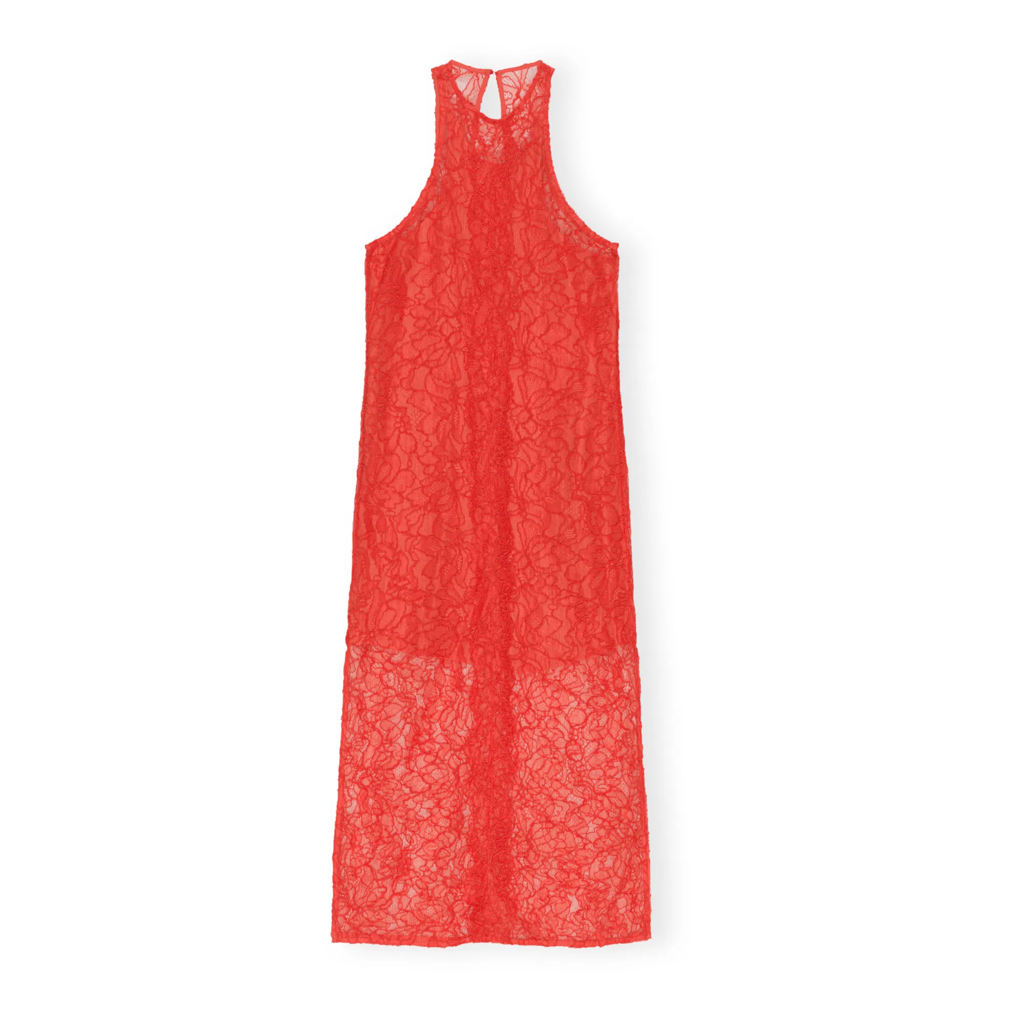 Ganni Red Recycled Materials Lace Dress