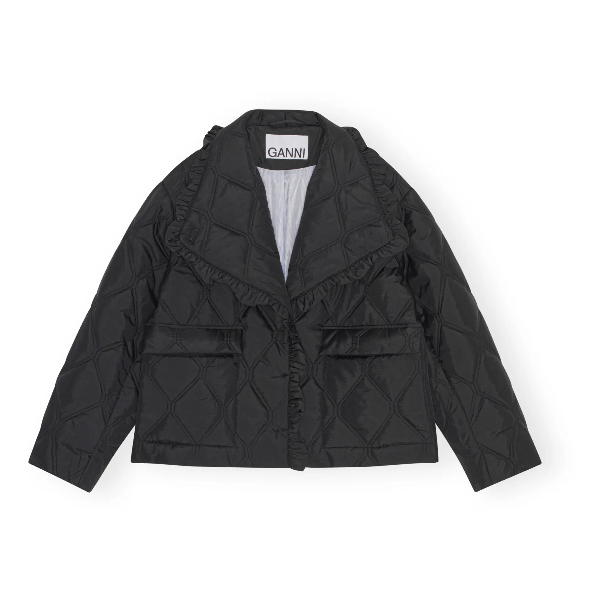 Ganni - Ripstop Recycled Material Quilted Jacket - Black